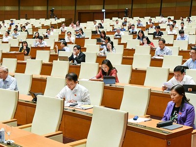 Các đại biểu Quốc hội chuyên trách họp và cho ý kiến về Dự thảo Luật Phòng, chống rửa tiền (sửa đổi). Ảnh: Duy Linh