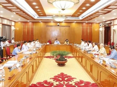 Cuộc họp Bộ Chính trị, Ban Bí thư cho ý kiến về một số Đề án - (Ảnh: TTX) 