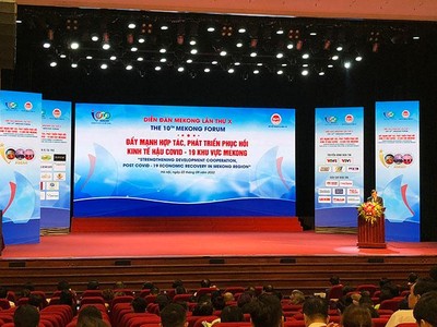 Diễn đàn Mekong lần thứ X với chủ đề “Đẩy mạnh hợp tác phát triển, phục hồi kinh tế hậu Covid-19 khu vực Mekong”. (Ảnh: K.T)