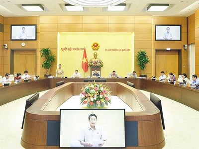 Ủy ban Thường vụ Quốc hội thảo luận về Dự thảo Luật Đất đai (sửa đổi) trong phiên họp chuyên đề pháp luật tháng 9/2022. Ảnh: D.L