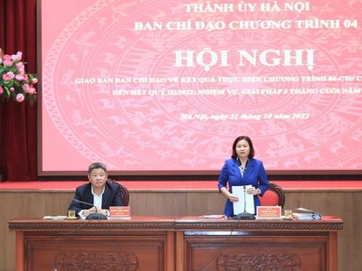 Phó Bí thư Thường trực Thành ủy Hà Nội Nguyễn Thị Tuyến đề nghị các địa phương, đơn vị tập trung giải ngân vốn đầu tư xây dựng nông thôn mới đúng tiến độ. (Ảnh: Quang Thái/ Hanoimoi)