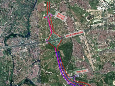 Chỉ giới đường đỏ đường Vành đai 4 từ quốc lộ 32 đến quốc lộ 6, tỷ lệ 1/500.