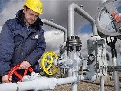 Nhân viên kỹ thuật làm việc tại trạm bơm khí đốt tự nhiên ở Sayda, miền Đông Đức. Ảnh tư liệu: AP/TTXVN