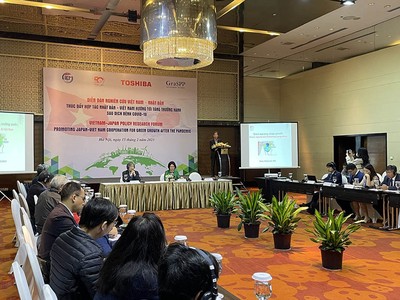 Diễn đàn nghiên cứu Việt Nam - Nhật Bản với chủ đề “Thúc đẩy hợp tác Nhật Bản - Việt Nam hướng tới tăng trưởng xanh sau dịch bệnh Covid-19”. (Ảnh: K.T)
