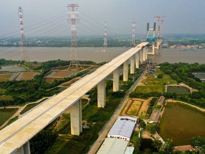 Hạng mục cầu Phước Khánh thuộc Dự án xây dựng đường cao tốc Bến Lức - Long Thành.