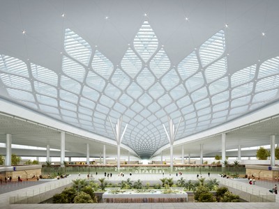 Phối cảnh ga đi Nhà ga hành khách sân bay Long Thành.