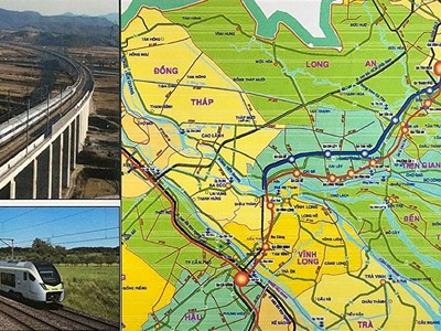 Bản đồ hướng tuyến đường sắt TP.HCM - Cần Thơ.