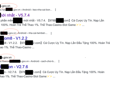Hàng loạt trang web đuôi .gov.vn bị gắn link quảng cáo cờ bạc.