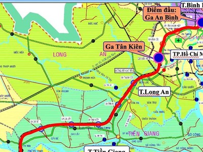 Hướng tuyến đường sắt TP.HCM - Cần Thơ.