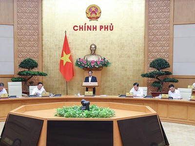 Thủ tướng Phạm Minh Chính chủ trì phiên họp Chính phủ thường kỳ tháng 4/2023 (Ảnh: Nhật Bắc) 