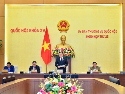 Chủ tịch Quốc hội Vương Đình Huệ phát biểu khai mạc phiên họp.