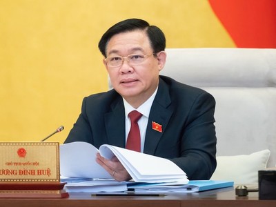 Chủ tịch Quốc hội Vương Đình Huệ phát biểu tại phiên thảo luận.