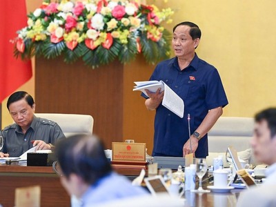 Phó chủ tịch Quốc hội Trần Quang Phương phát biểu tại phiên thảo luận.