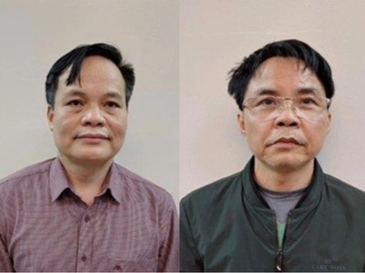 Cựu Giám đốc CDC Bắc Giang Lâm Văn Tuấn (ảnh trái) và Phan Huy Văn, Giám đốc Công ty Phan Anh.