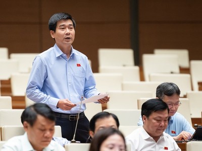 Đại biểu Lê Thanh Hoàn phát biểu tại hội nghị.