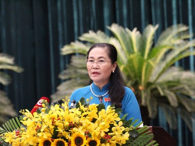 Bà Nguyễn Thị Lệ, Chủ tịch HĐND TP.HCM phát biểu khai mạc kỳ họp thứ 11. Ảnh: Thành Nhân