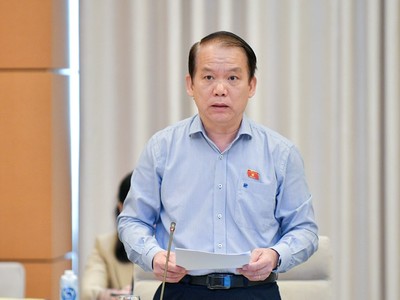 Chủ nhiệm Ủy ban Pháp luật Hoàng Thanh Tùng trình bày báo cáo thẩm tra.