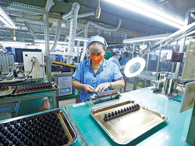 Nhà đầu tư Nhật Bản rất quan tâm đến thị trường Việt Nam. Trong ảnh: Nhà máy Sankoh Việt Nam của Nhật Bản tại Hòa Bình.