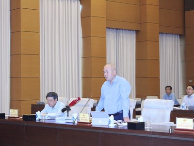 Thứ trưởng Bộ Kế hoạch và Đầu tư Đỗ Thành Trung trình bày báo cáo tại phiên họp