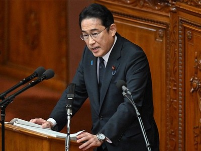 Thủ tướng Nhật Bản Fumio Kishida phát biểu về chính sách của mình trước Quốc hội vào ngày 23/10/2023. Ảnh: AFP