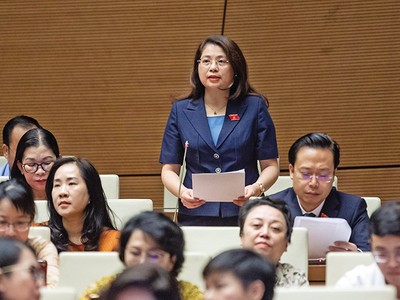 Đại biểu Trần Hồng Nguyên, Phó chủ nhiệm Ủy ban Pháp luật của Quốc hội phát biểu tại hội trường 