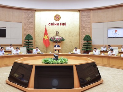 Thủ tướng Phạm Minh Chính chủ trì phiên họp Chính phủ thường kỳ tháng 10/2023. (Ảnh: Nhật Bắc) 