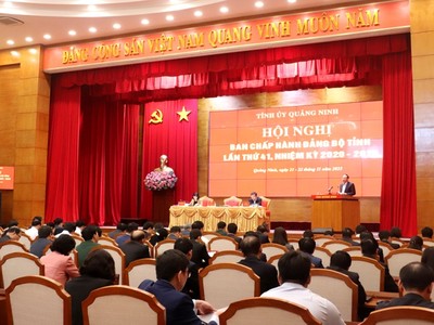 Quang cảnh hội nghị Ban Chấp hành Đảng bộ tỉnh Quảng Ninh đã tổ chức kỳ họp thứ 41, nhiệm kỳ 2020 - 2025. Ảnh: Thu Chung