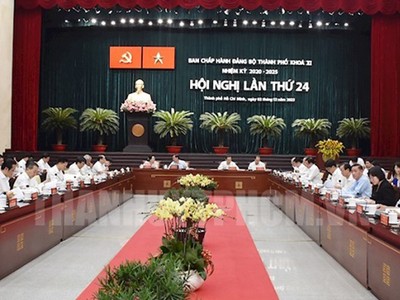 Quang cảnh Hội nghị lần thứ 24 của Đảng bộ TP.HCM nhiệm kỳ 2020-2025 - Ảnh: Thanhuytphcm.vn