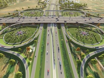 Phối cảnh nút giao Đại lộ Thăng Long với đường vành đai 4 - vùng Thủ đô.