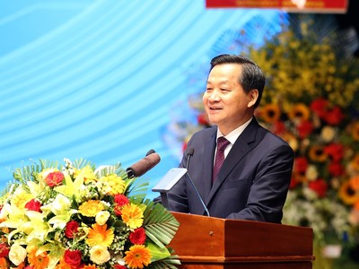 Phó thủ tướng Chính phủ Lê Minh Khái phát biểu tại Hội nghị công bố Quy hoạch tỉnh Bình Định thời kỳ 2021-2030, tầm nhìn đến năm 2050.