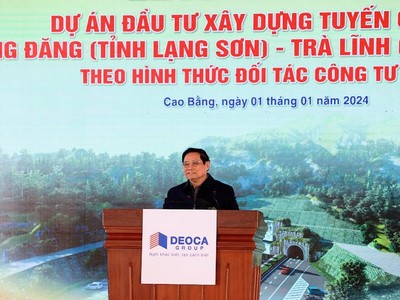Thủ tướng Phạm Minh Chính phát lệnh khởi công Dự án PPP cao tốc Đồng Đăng - Trà Lĩnh, giai đoạn 1.