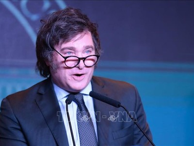 Tổng thống Argentina Javier Milei phát biểu tại Buenos Aires. Ảnh: THX/TTXVN