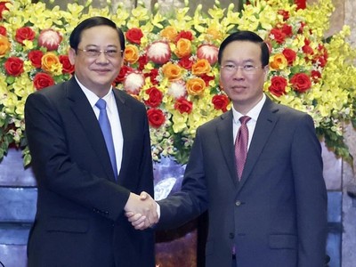 Chủ tịch nước Võ Văn Thưởng tiếp Thủ tướng Chính phủ Lào Sonexay Siphandone đang ở thăm chính thức Việt Nam. (Ảnh: TTXVN)