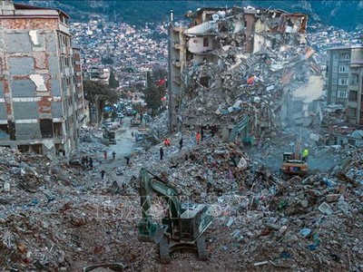 Cảnh tàn phá sau thảm họa động đất ở Antakya, Thổ Nhĩ Kỳ, ngày 20/2/2023. Ảnh: AFP/TTXVN
