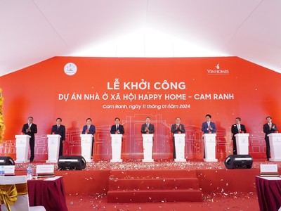Công ty Cổ phần Vinhomes khởi công dự án Nhà ở xã hội 3.800 tỷ đồng ở Khánh Hòa.