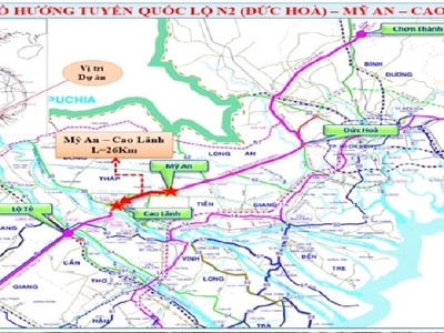 Bình đồ tuyến cao tốc Mỹ An - Cao Lãnh.