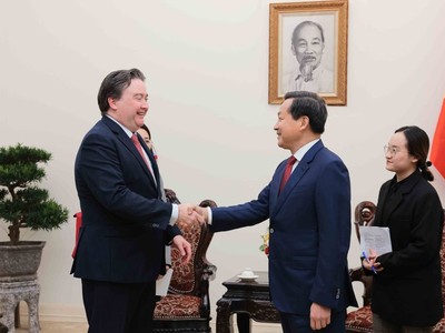 Phó thủ tướng Lê Minh Khái tiếp Đại sứ Hoa Kỳ Marc E. Knapper. (Ảnh VGP).