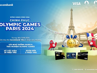 Chủ thẻ Sacombank visa có cơ hội nhận vé tham dự Olympic Games Paris 2024