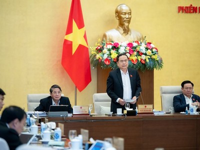 Phó chủ tịch Thường trực Quốc hội Trần Thanh Mẫn phát biểu tại phiên họp.