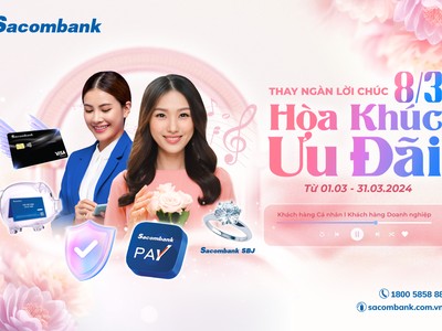 Mừng 8/3, Sacombank tung loạt ưu đãi hơn 5 tỷ đồng