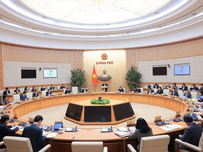 Thủ tướng Phạm Minh Chính phát biểu kết luận phiên họp Chính phủ thường kỳ tháng 2/2024. (Ảnh: VGP/Nhật Bắc)