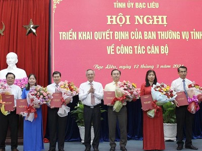 Bạc Liêu điều động, bổ nhiệm nhiều cán bộ 