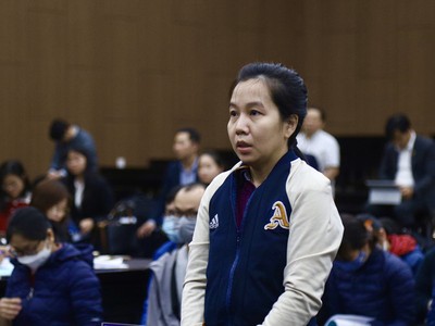 Bị cáo Nguyễn Thị Hà Thành trong phiên tòa sơ thẩm tại Tòa án Nhân dân TP.Hà Nội.