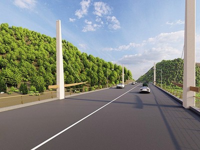 Phối cảnh một đoạn dự án cao tốc Hòa Bình - Mộc Châu.