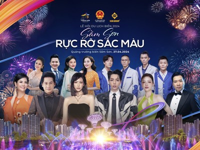 Các nghệ sỹ tham gia đêm khai mạc Lễ hội du lịch biển Sầm Sơn 2024.