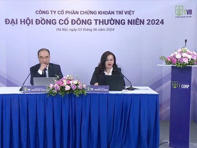 Kỳ họp ĐHĐCĐ thường niên năm 2024 của CTCP Chứng khoán Trí Việt diễn ra sáng 3/6. (Ảnh: K.T)
