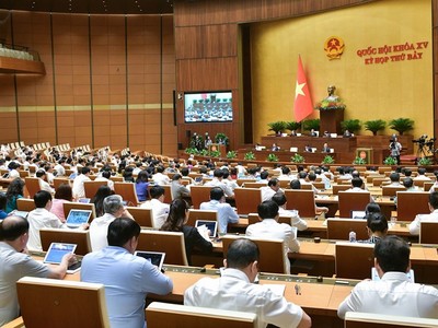 Một phiên họp toàn thể trong đợt 1 Kỳ họp thứ 7 của Quốc hội khóa XV.