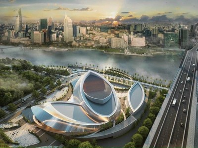 Phối cảnh ban đầu của Dự án nhà hát giao hưởng, nhạc và vũ kịch ở khu đô thị mới Thủ Thiêm.