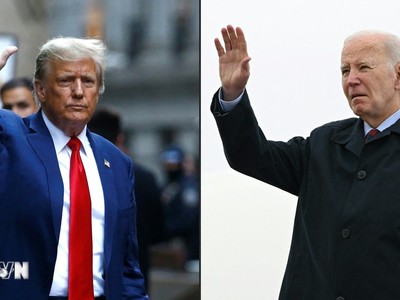 Tổng thống Mỹ Joe Biden (phải) và cựu Tổng thống Donald Trump. (Ảnh: AFP/TTXVN)