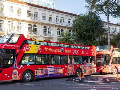 Xe buýt hai tầng thí điểm vận chuyển khách du lịch tại TP.HCM.